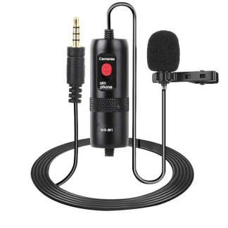 WS-M1 3.5mm enregistrement Audio video Lavalier revers Microphone e condensateur omnidirectionnel Clip sur micro pour Smartphone camera Vlog - Noir