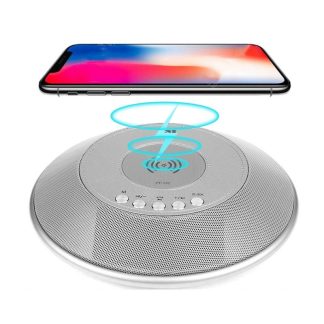 8 en 1 Bluetooth Haut-Parleur 2000 mAh QI Sans Fil De Charge FM NFC Reveil Pad De Charge Pad Subwoofer - Gris