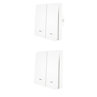 Interrupteur e bouton-poussoir intelligent MoesHouse 2 gangs WiFi + emetteur de panneau mural 2 gangs RF433 Smart Life Tuya App telecommande fonctionne avec Alexa Google Home