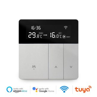 Heatcold TH213 Thermostat intelligent Sliver Contreleur de temperature de chauffage electrique APP Real Telecommande de temps LCD ecran tactile Fonctionne avec Alexa Google Home Tuya APP - #1
