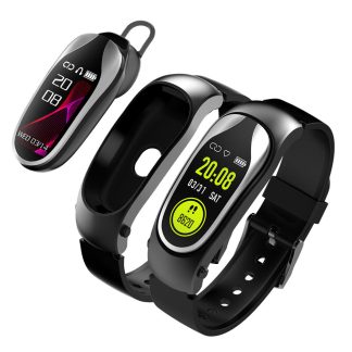 Kingwear KR04 casque d'appel bluetooth moniteur HR reveil geste recherche vocale ecouteur montre intelligente Bande - Noir