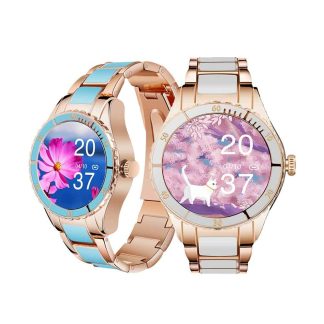 Bakeey Z73 1.09 pouces ecran tactile bluetooth appel frequence cardiaque pression arterielle SpO2 moniteur modes multi-sports elegant femme montre intelligente - Rose