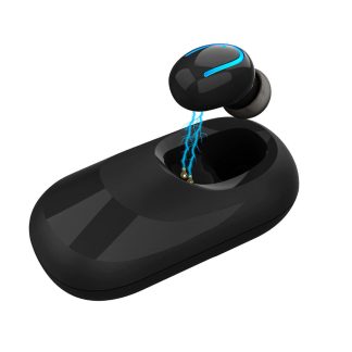 Air pro Mini ecouteurs portables sans fil bluetooth 5.0 sans fil solaire ecouteurs de charge sans fil casque unique avec micro - Noir