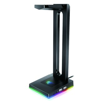 Support pour casque Havit TH630 RGB avec support pour casque 3,5 mm AUX et 2 ports USB pour PC de jeu pour joueurs - Noir