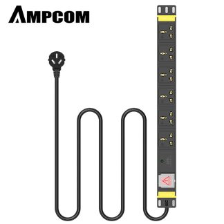 AMPCOM PDU Cabinet Prise de courant 6 bits 10A Commutateur + Clignotant Protection Trou polyvalent 3 metres