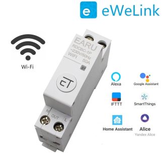 Disjoncteur EARU 32/50/60A Relais de minuterie intelligent Telecommande Protection contre les fuites Fonctionne avec eWeLink Tuya Smart Home Alexa Google Home APP - Blanc 32aewelink