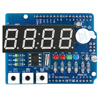 5pcs Clock Shield RTC DS1307 Module d'extension multifonction avec capteur de lumiere d'affichage e 4 chiffres et thermistance OPEN-SMART pour Arduino - produits qui fonctionnent avec les officiels pour les cartes Arduino