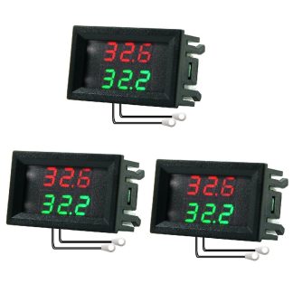 3Pcs DC 4-28V 5V 12V 0,28 pouce 0,28 "LED Affichage Double Thermometre e Capteur de Temperature Numerique Rouge + Vert avec Ceble de Sonde NTC