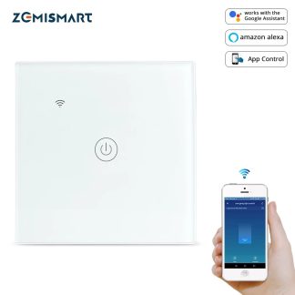 Zemismart Tuya interrupteur d'eclairage WiFi neutre en option One deux trois gangs Alexa Google Home Assistant contrele de la vie intelligent - 1CH