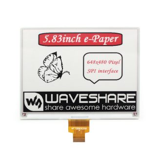 ecran d'encre electronique Wavesharee 5,83 pouces E-paper 648 e 480 Resolution Rouge Noir Blanc Trois couleurs Bare Board e-Paper HAT