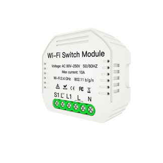 MoesHouse MS-104 AC90-250V Interrupteur d'eclairage intelligent WIFI bidirectionnel Module de disjoncteurs e bricoler soi-meme Smart Life/Tuya APP Telecommande Fonctionne avec Alexa Google Home Montage sur Rail Din