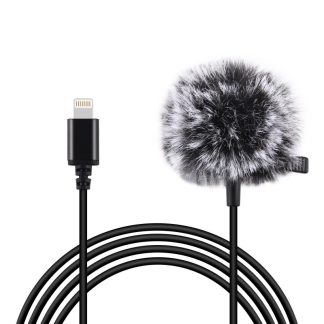 PULUZ Mini 1.5m 8Pin Jack Lavalier Microphone d'enregistrement e condensateur filaire pour telephone Vlog en direct