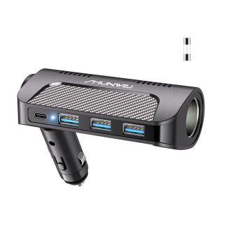 Chargeur rapide de voiture Chargeur de voiture de charge rapide Allume-cigare de voiture One avec trois prises Chargeur de voiture multifonction Dc12-24v Universel